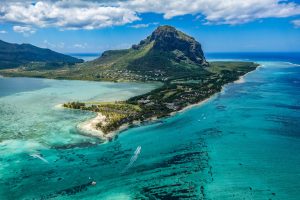 Mauritius East Africa aerial photography of island beside body of water